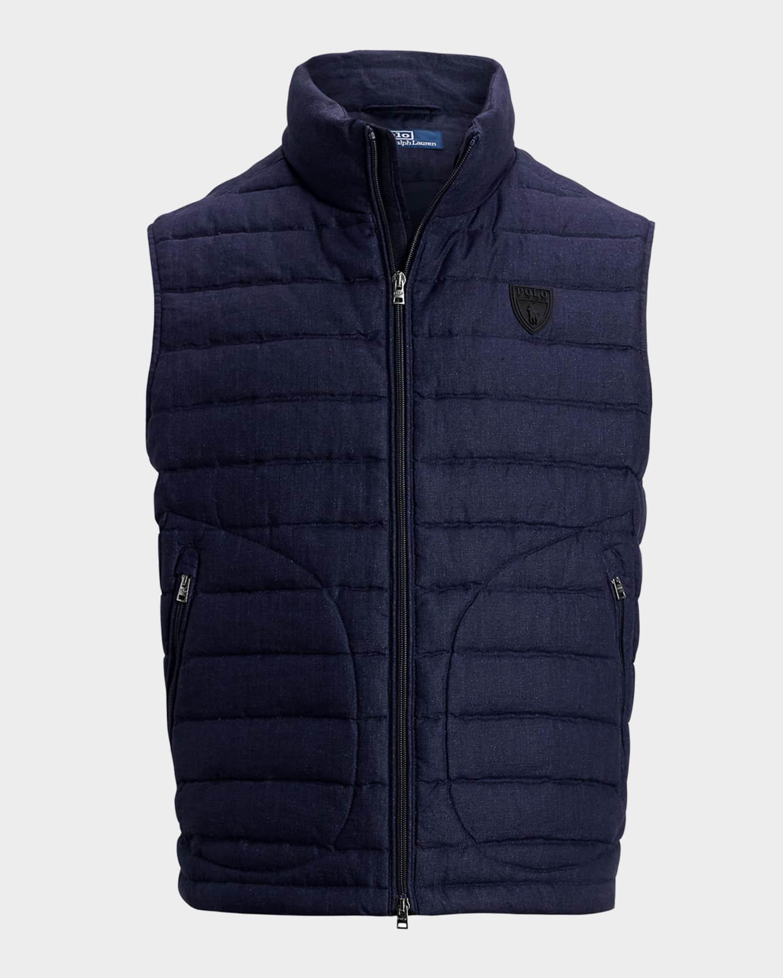 Men's Quilted Linen Down Vest Product Image