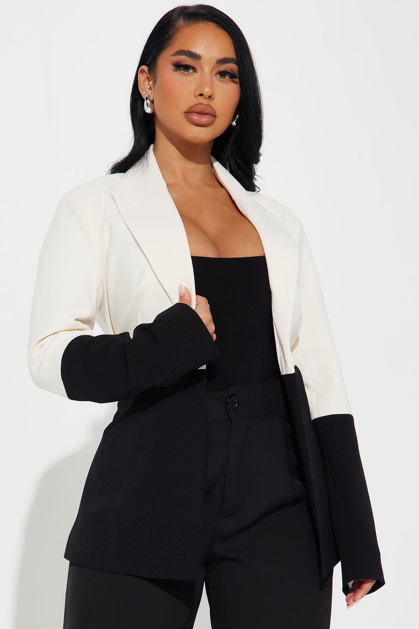 Classy Day Or Night Blazer - Black/White Product Image