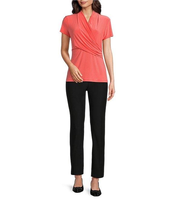 DKNY By Donna Karan Jersey Knit Side-Ruched V-Neck Short Sleeve Top Product Image