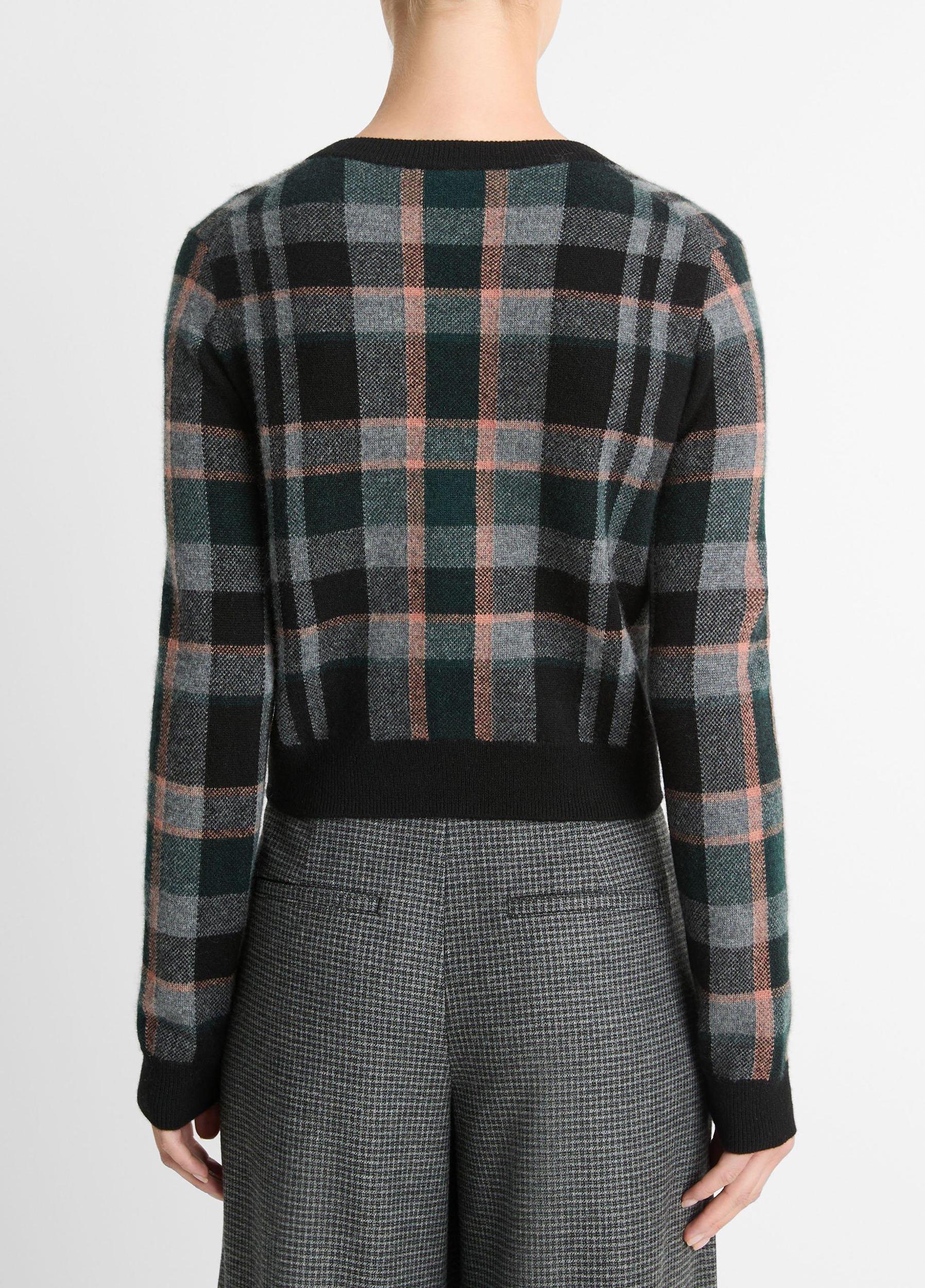 Plaid Cashmere Cardigan Product Image