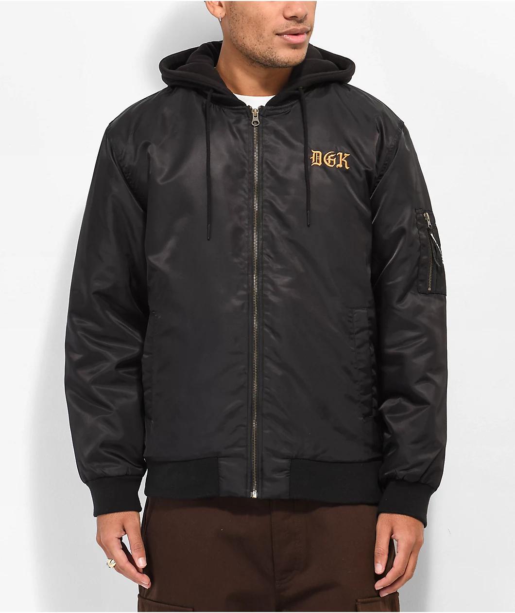 DGK Guadalupe Black Hooded Bomber Jacket Product Image