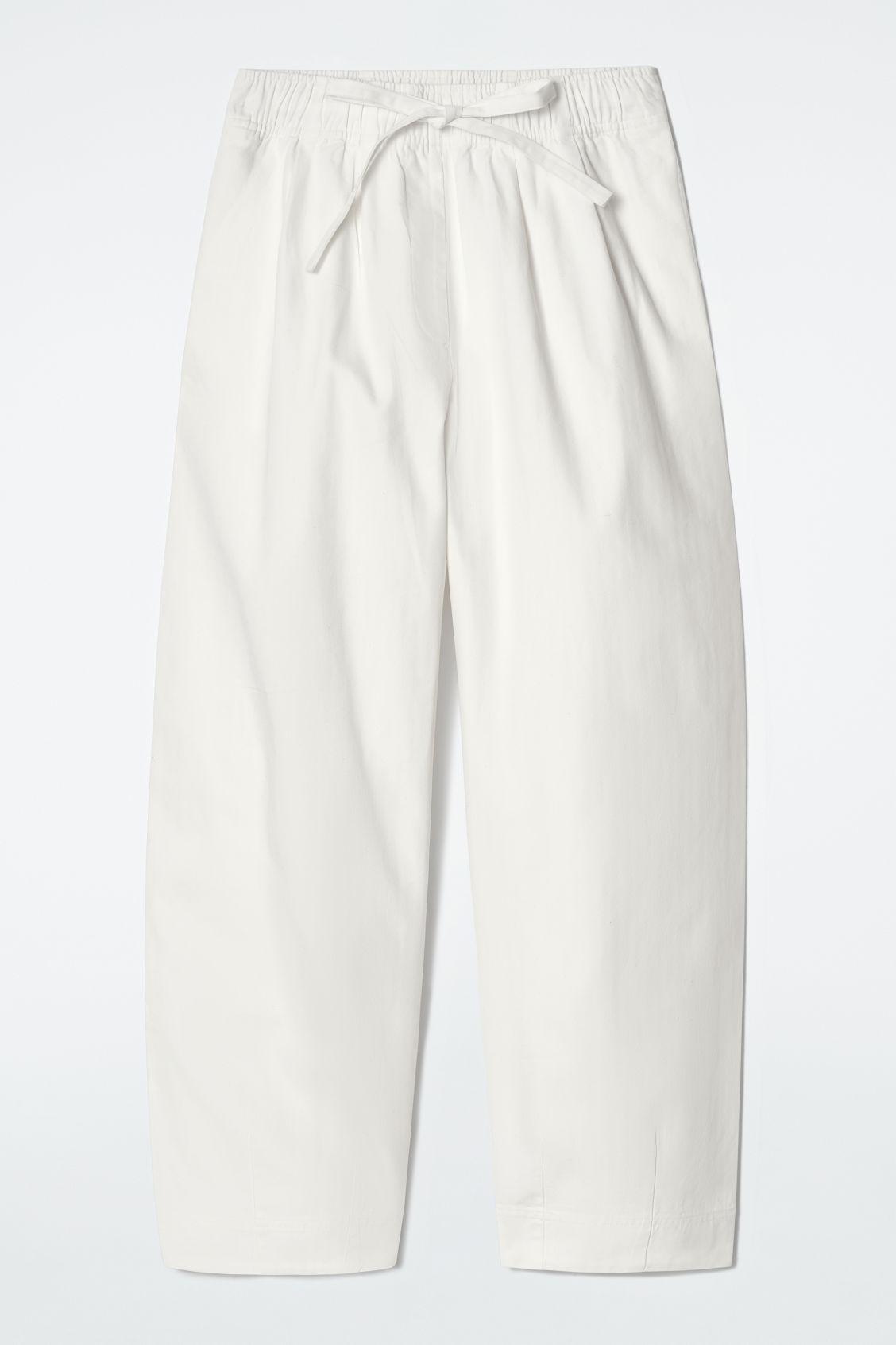 COTTON TAPERED DRAWSTRING PANTS Product Image