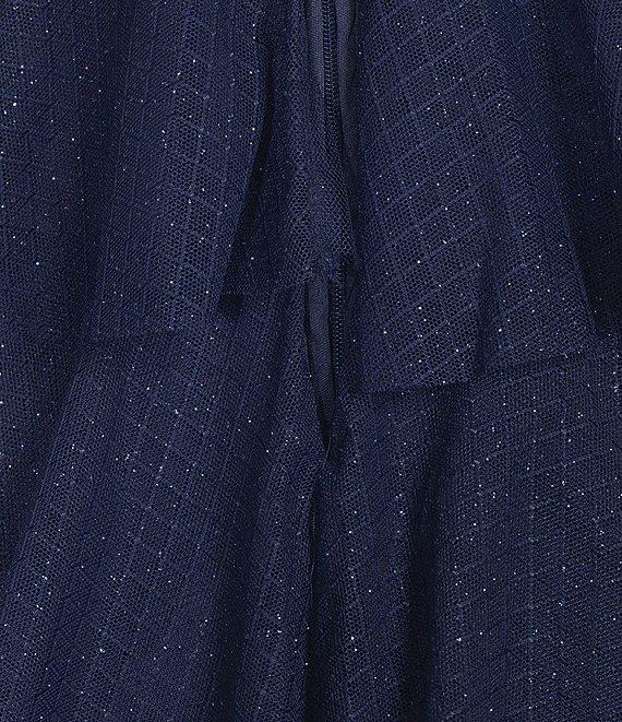 Honey and Rosie Sweetheart Off Shoulder Mesh Drape Ruffle Skirt Dress Product Image