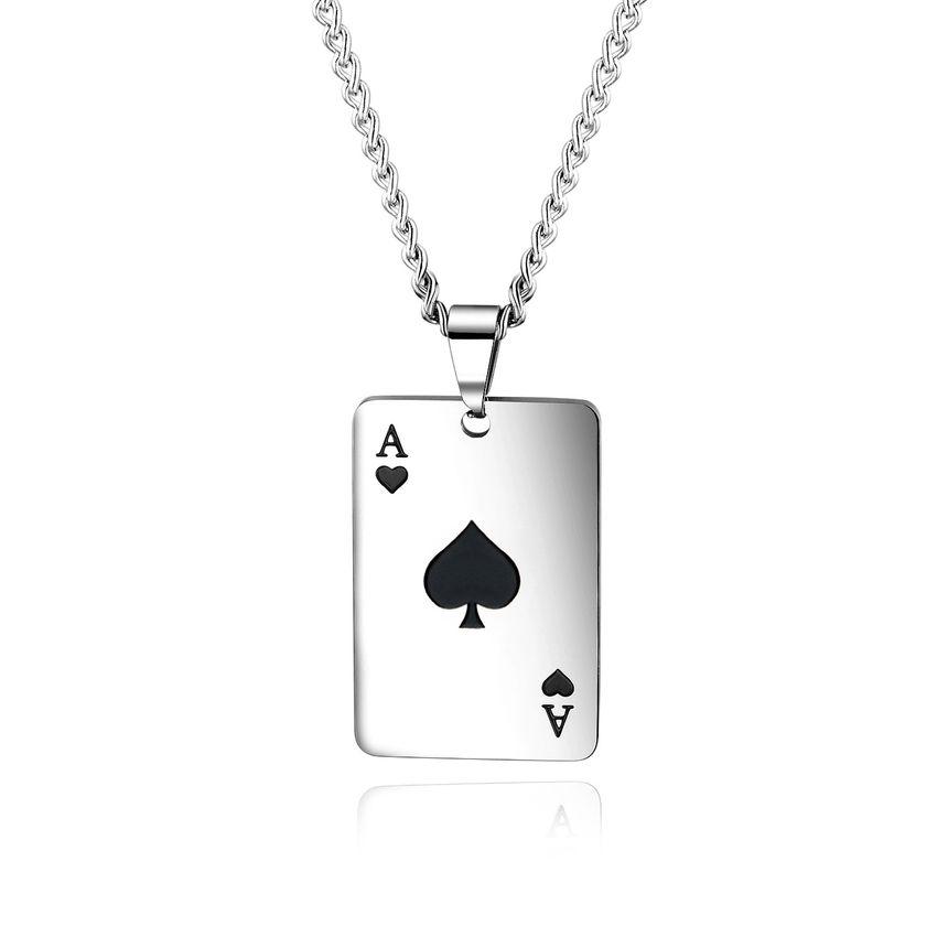 Stainless Steel Poker Card Pendant Necklace Product Image