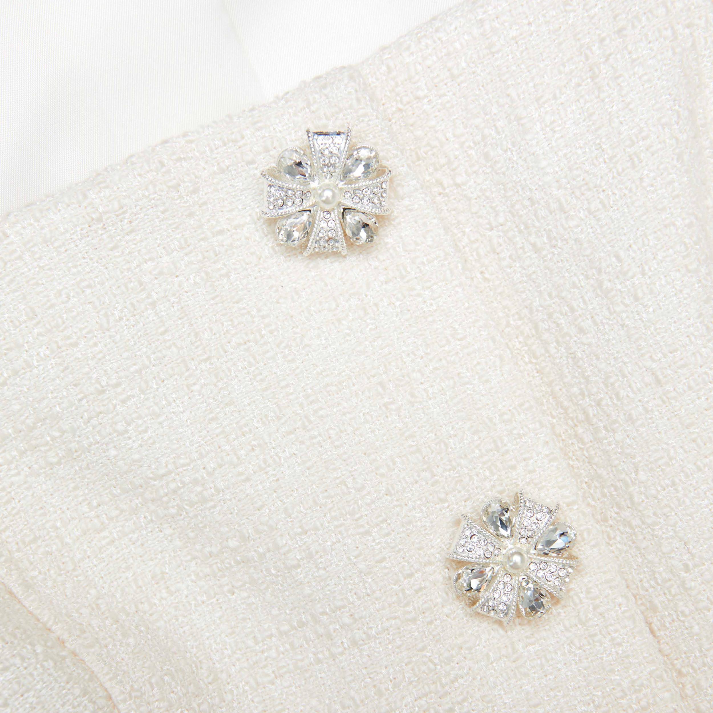 Cream Boucle Long Sleeve Chiffon Midi Dress Product Image