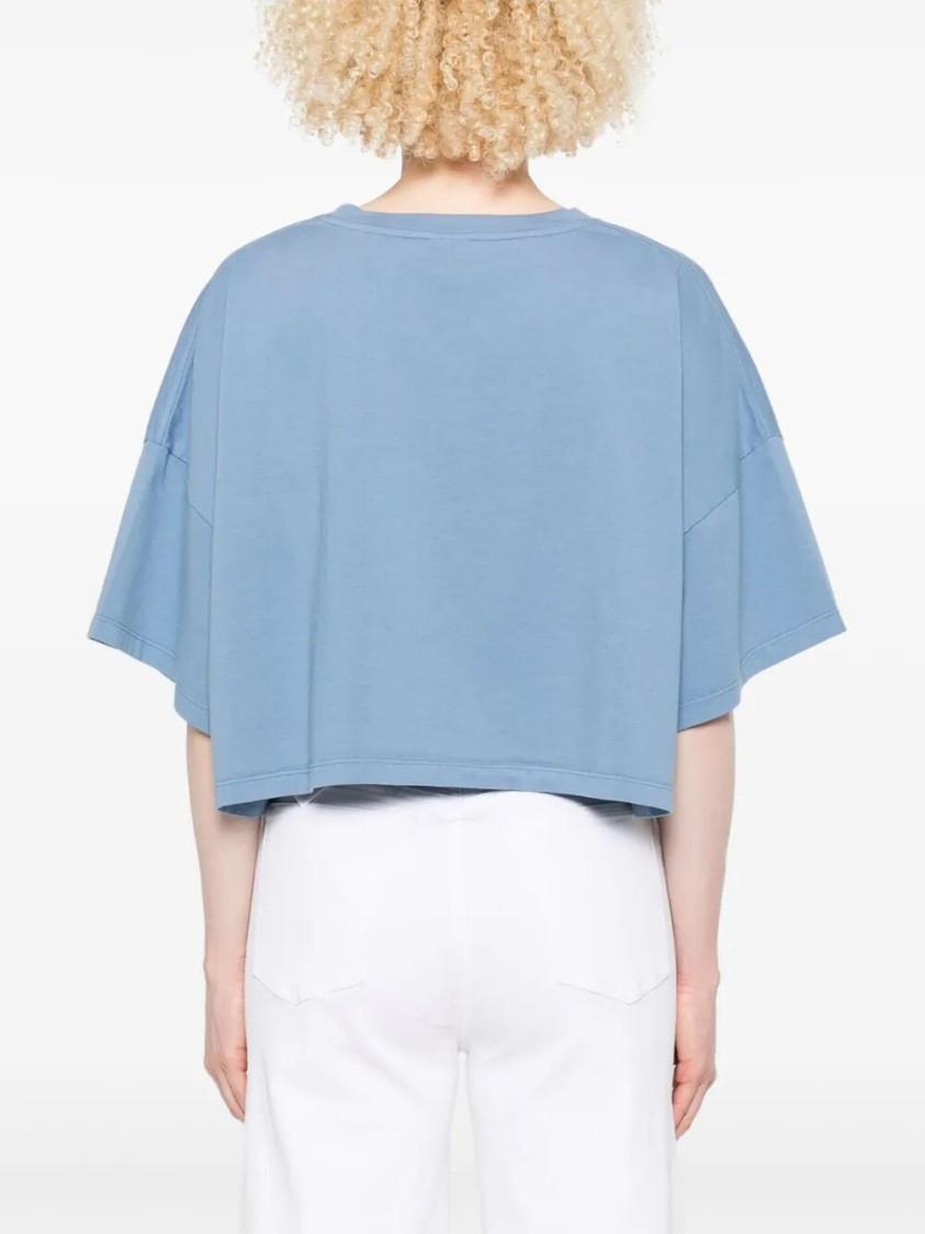 CHLOÉ Women Light Blue Jersey Cropped Logo T-shirt Product Image