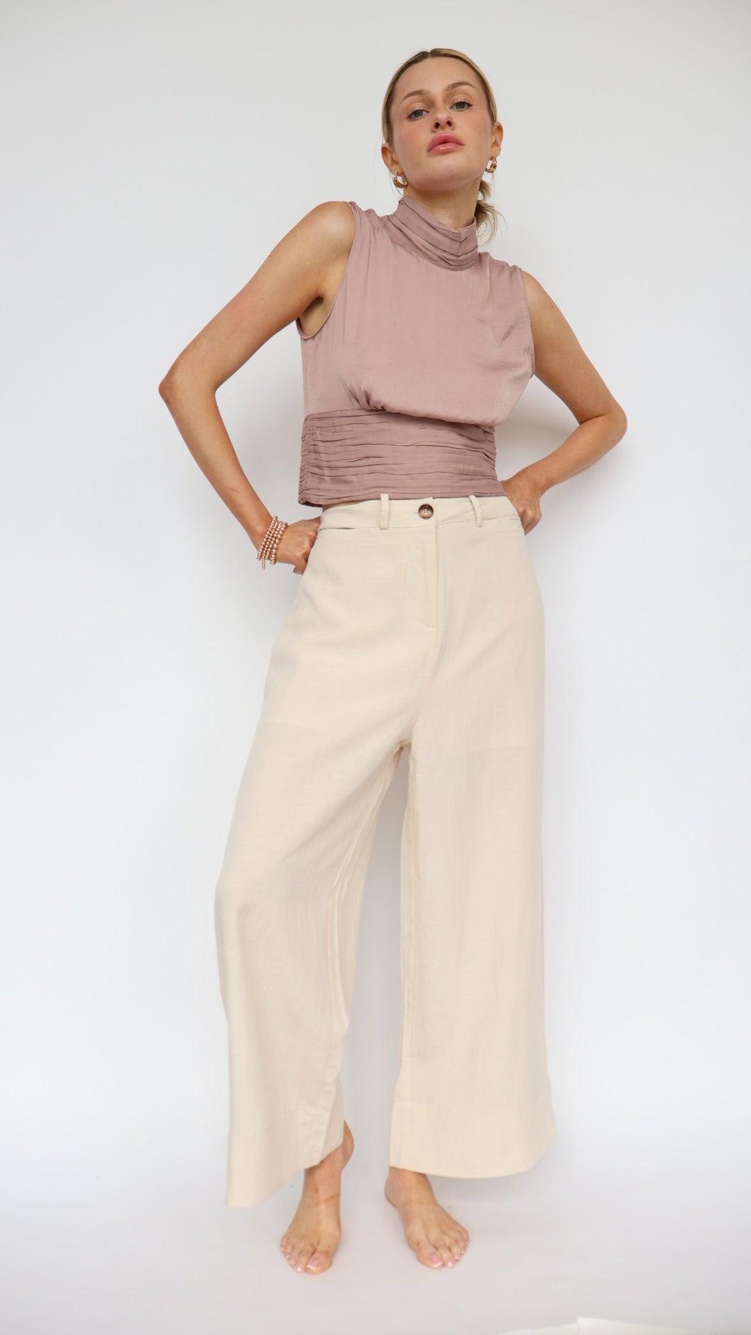 High Waist Linen Pant Product Image