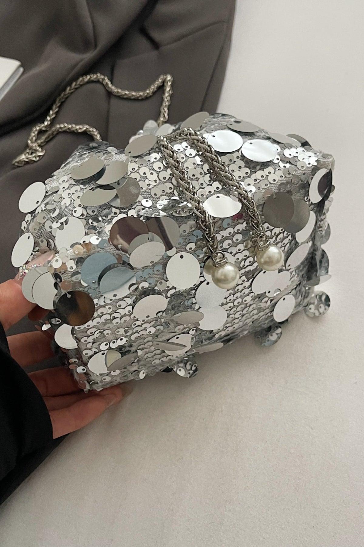 Drawstring Sequin Crossbody Bag Product Image