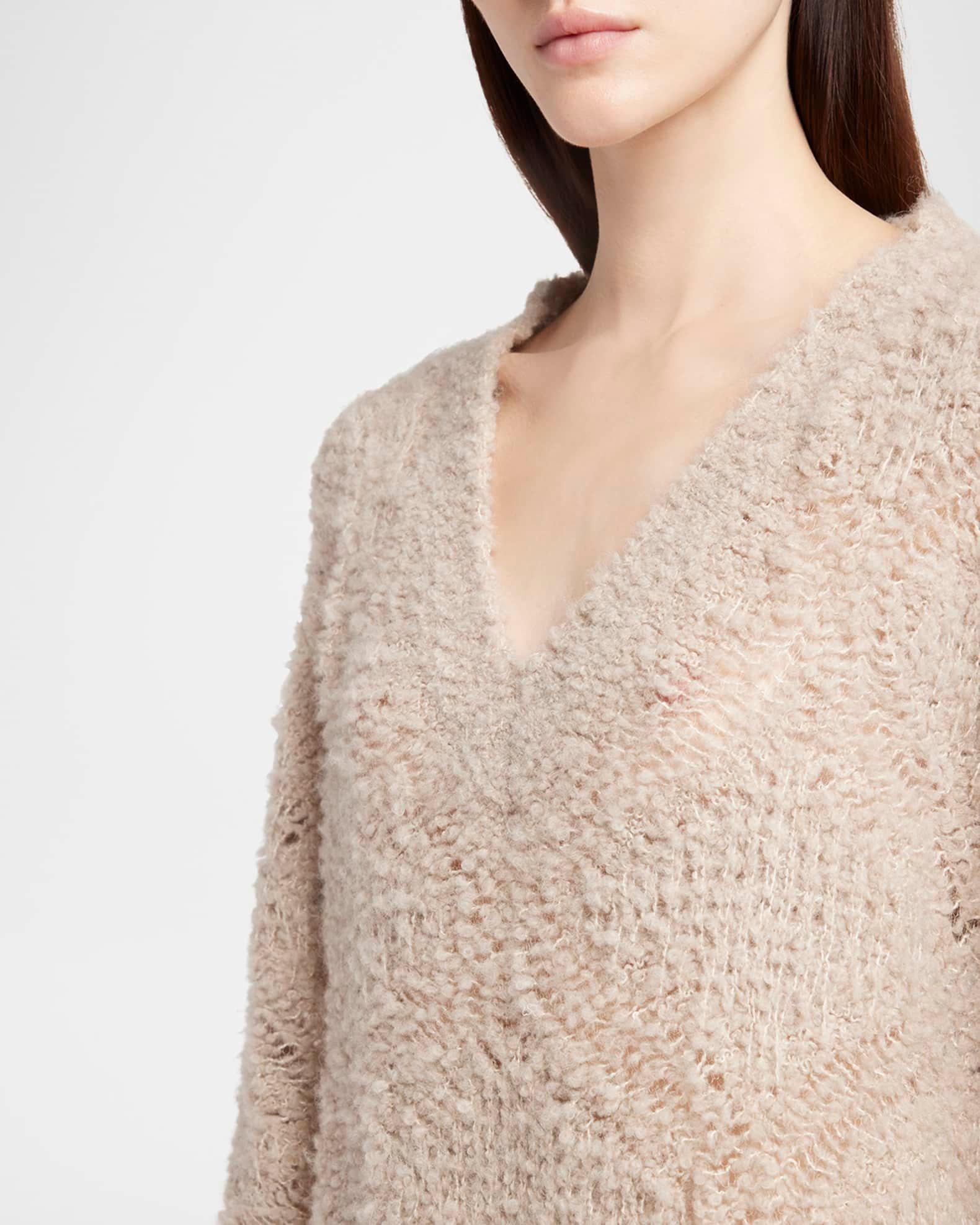 V-Neck Wool Cashmere Open-Knit Sweater Product Image