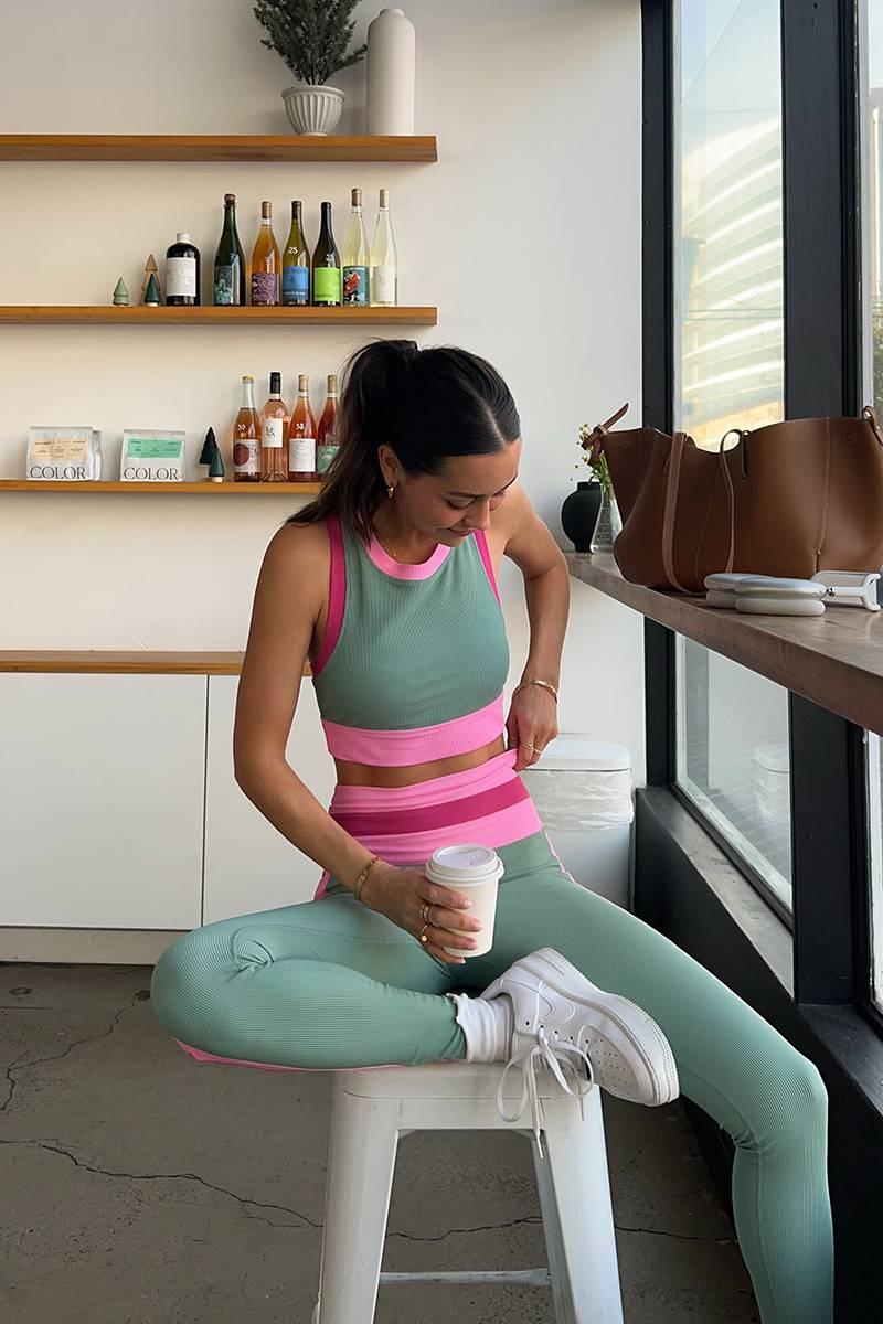 Gwen Top Sage Bloom Colorblock Product Image