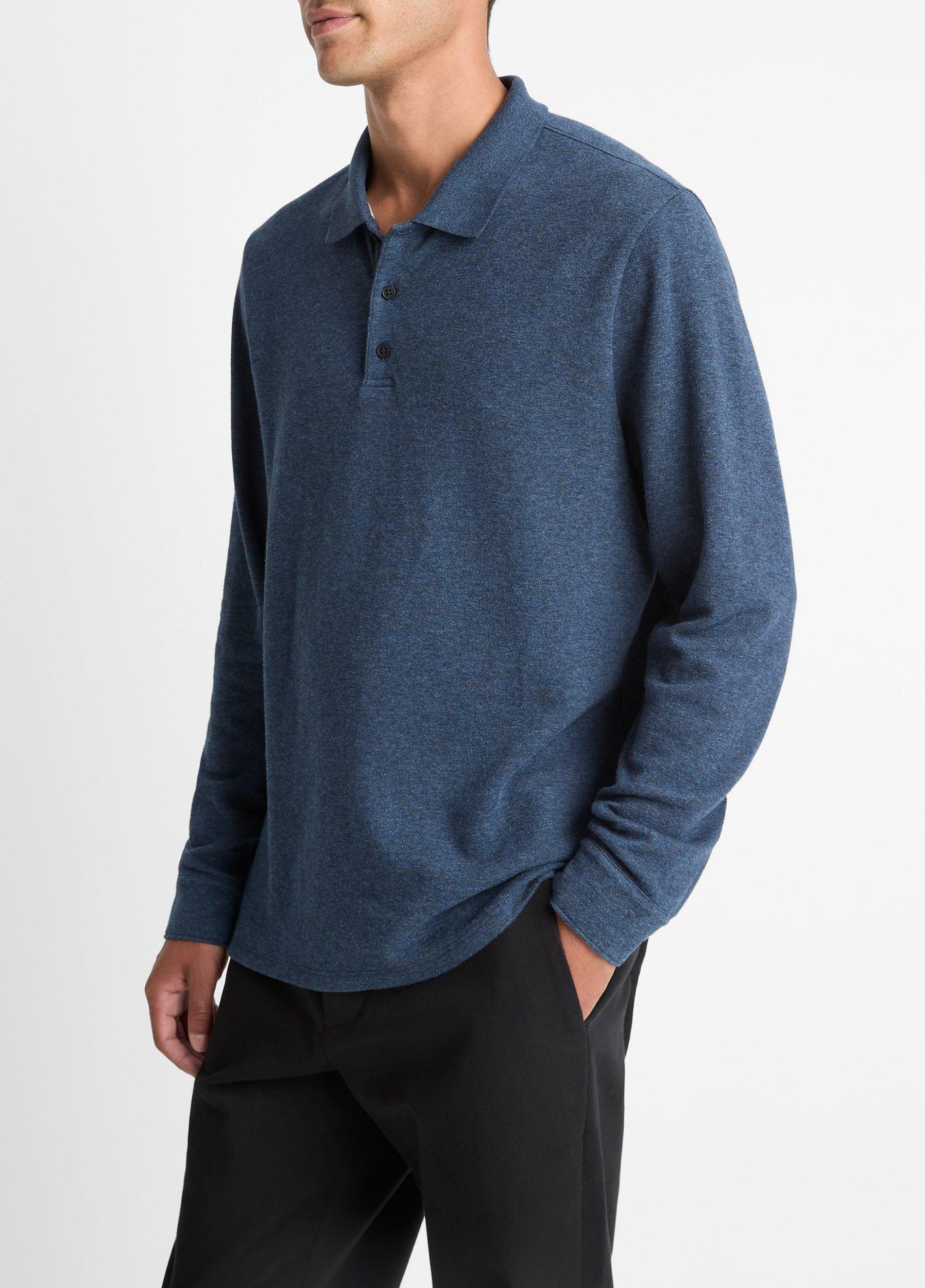 Heathered Double-Face Cotton-Blend Polo Shirt Product Image