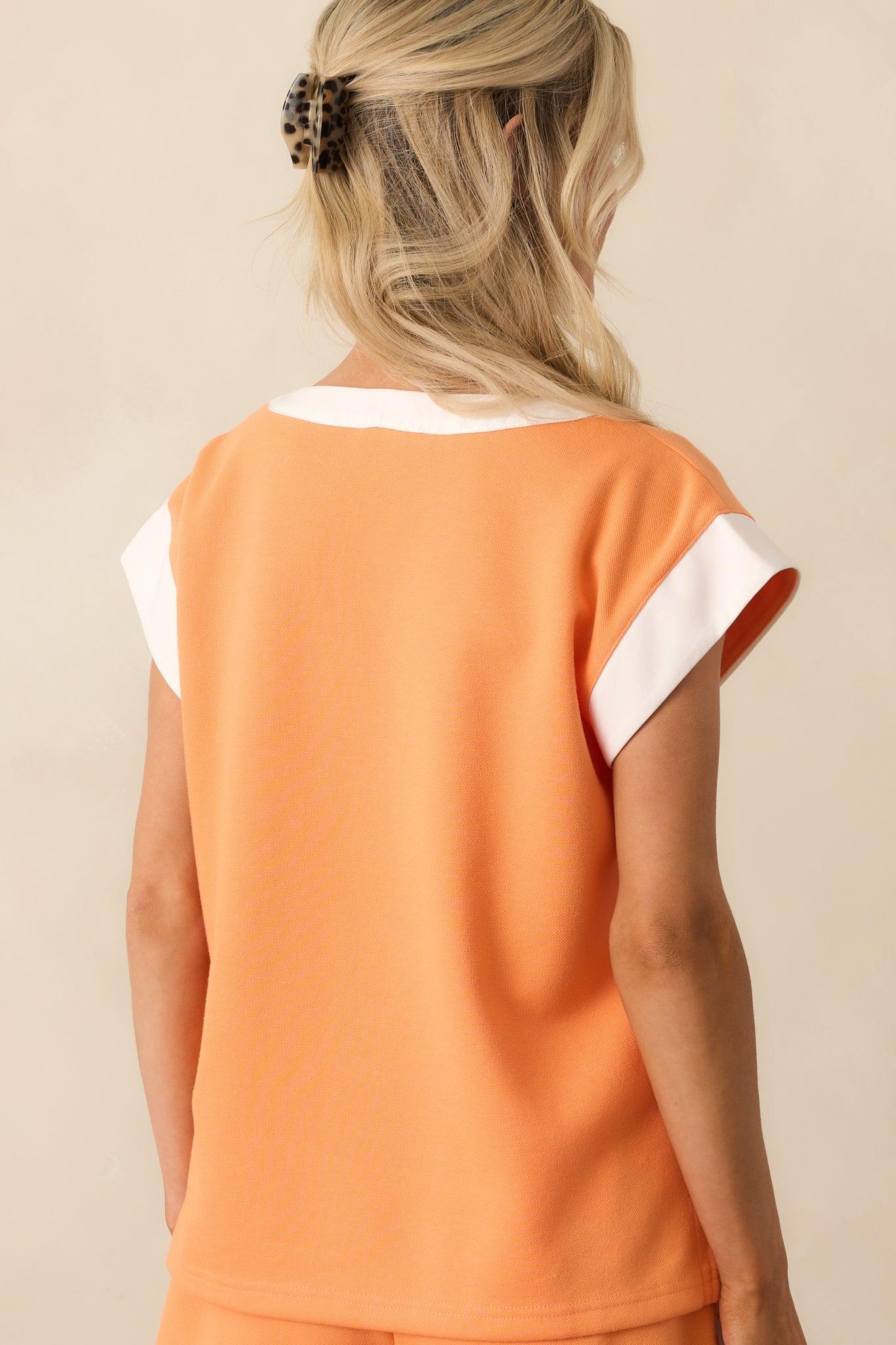 The Way Things Go Orange Contrast Trim Cap Sleeve Top Product Image