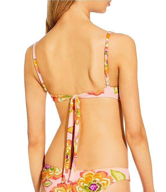GB Bright Bloom Scrunchie Textured Extra High Leg Scoop Hipster Swim Bottom Product Image