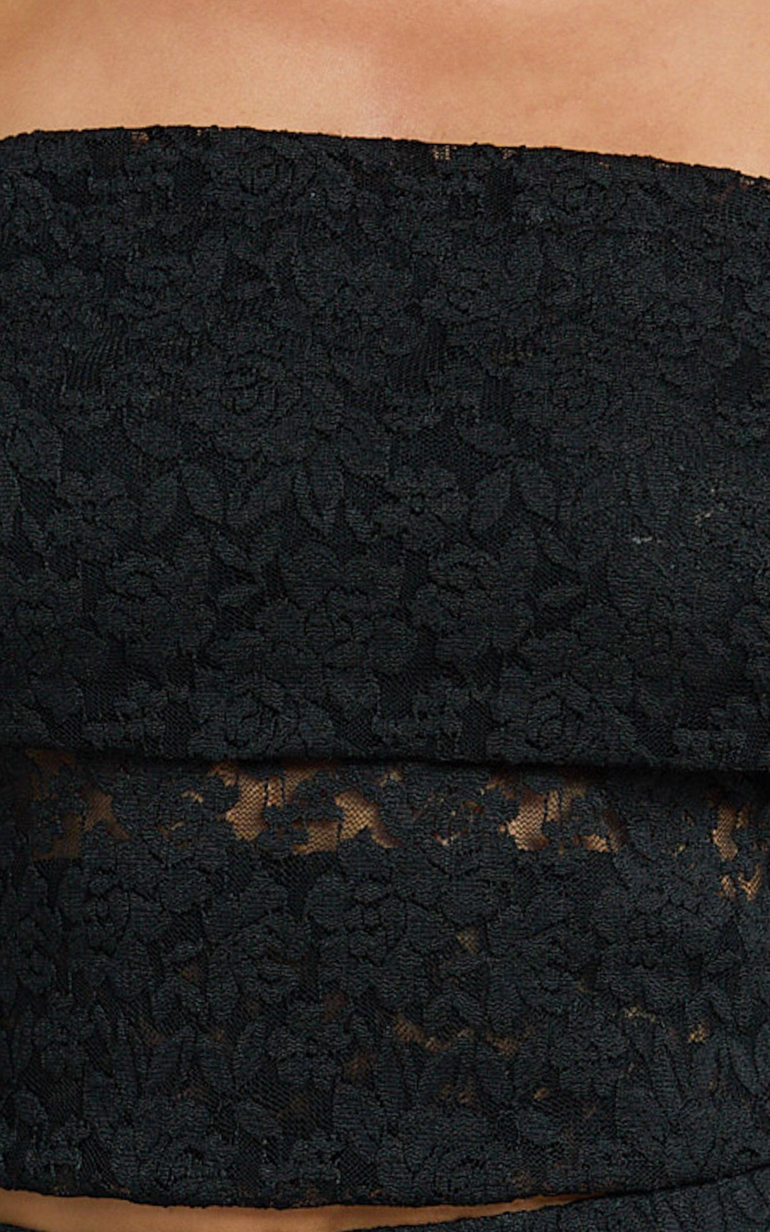 Roxanna Top - Lace Off Shoulder Long Sleeve Top in Black Product Image