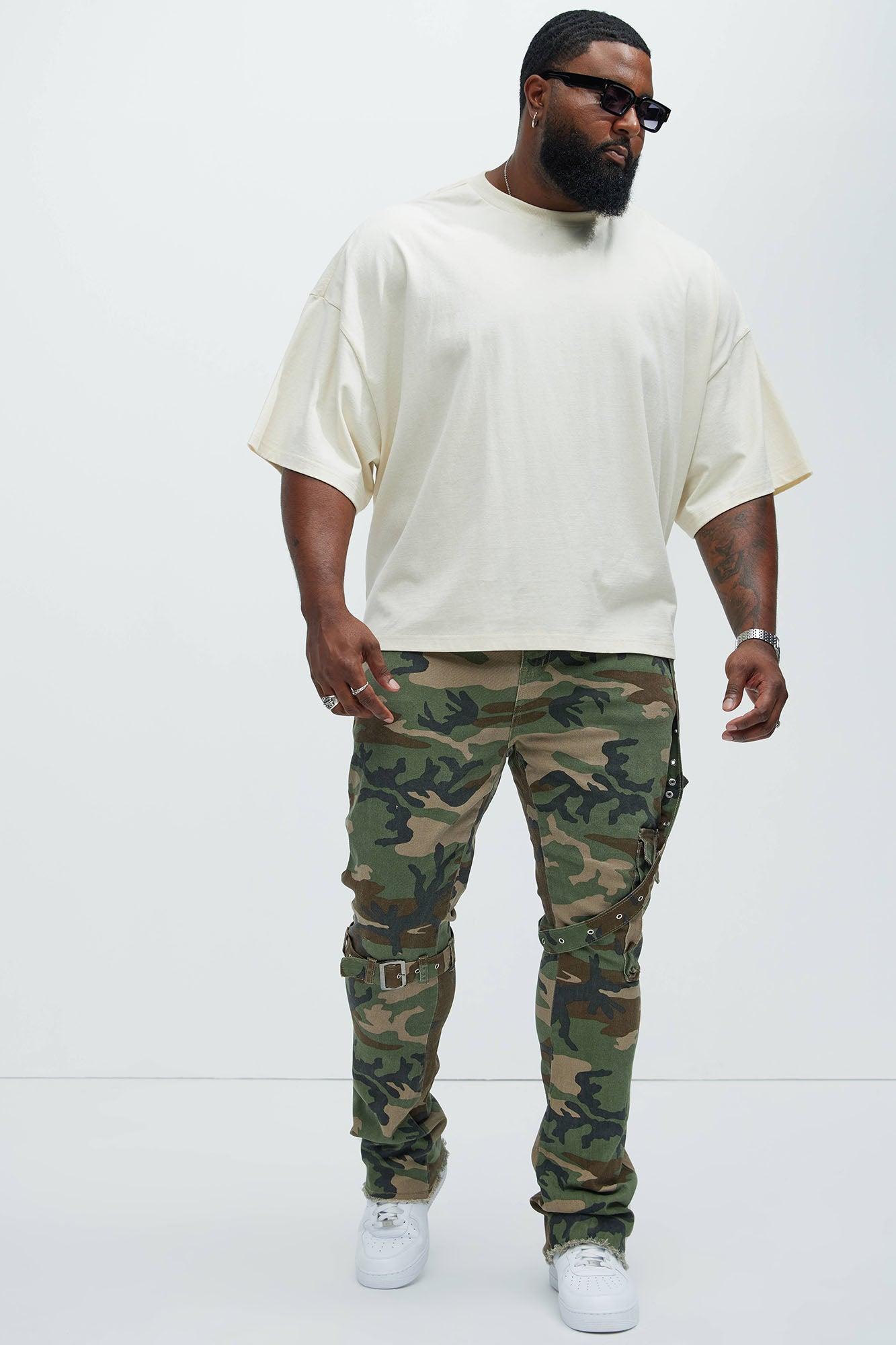 With The Straps Camo Stacked Skinny Flare Pants - Camouflage Product Image