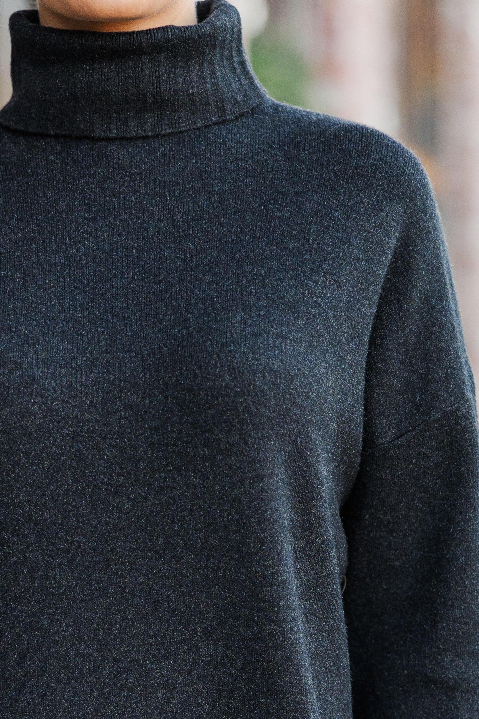 Feeling Fine Black Turtleneck Sweater Dress Female Product Image