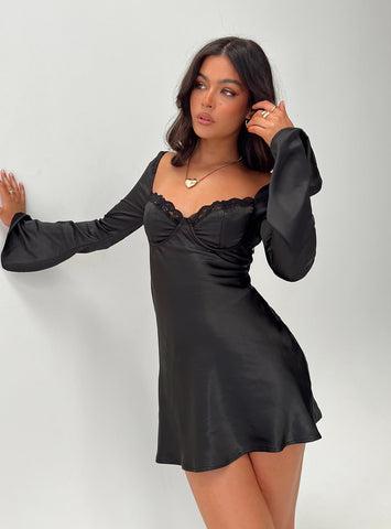 Moniz Long Sleeve Mini Dress Black Product Image