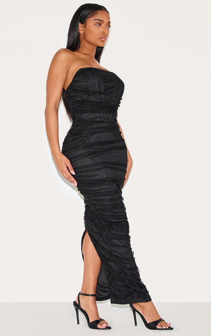 Shape Black Mesh Corset Bandeau Maxi Dress Product Image