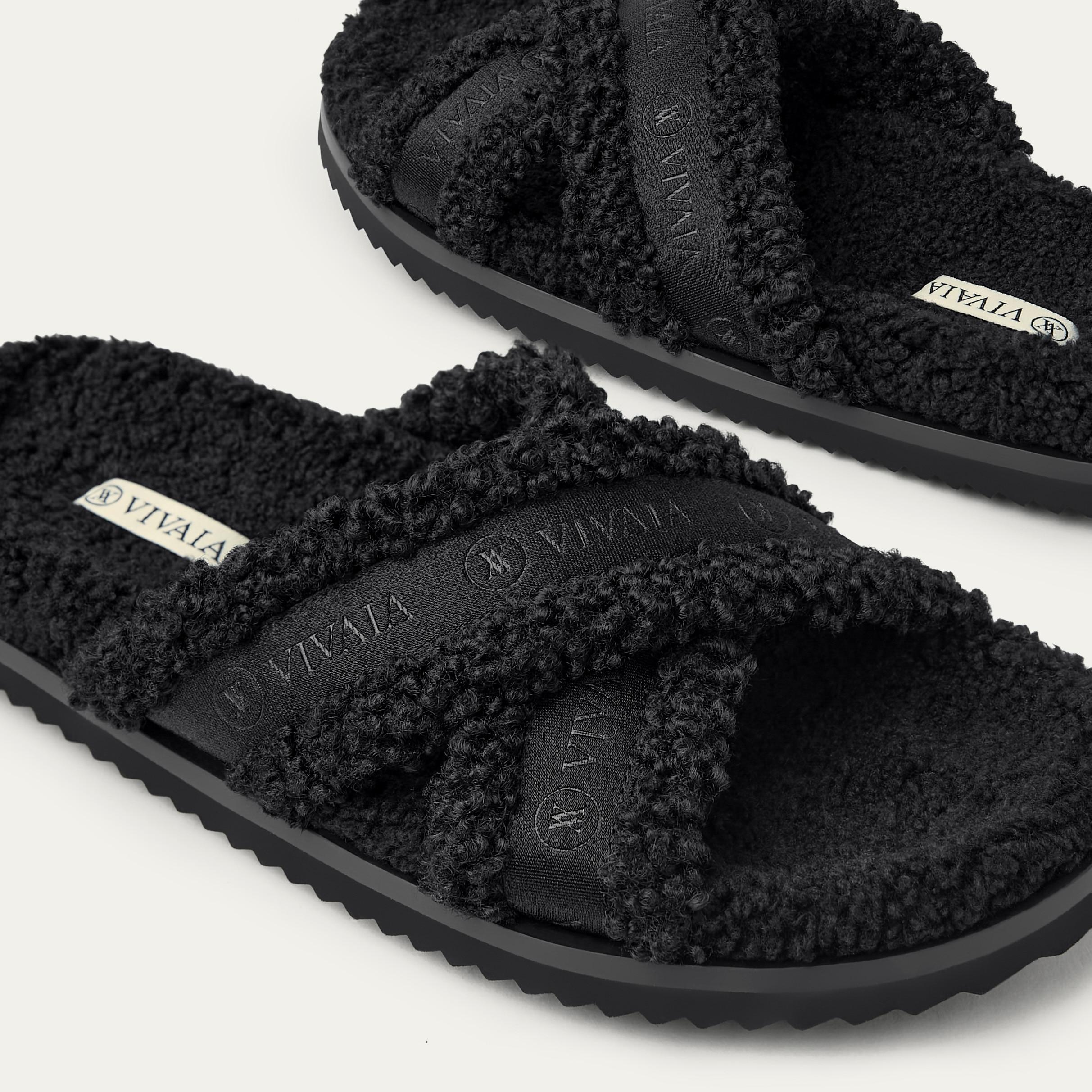 Furry Criss-Cross Strap Slippers (Hannah) Product Image