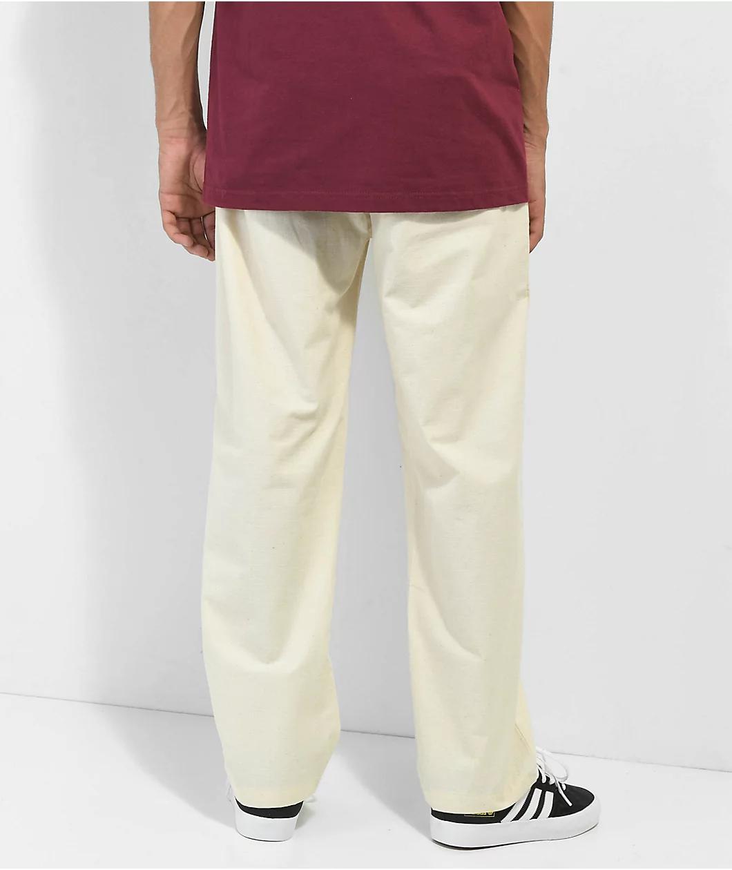 Krooked Eyes White Elastic Waist Pants Product Image