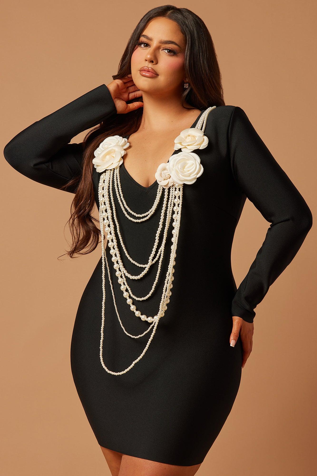 Margot Pearl Bandage Mini Dress - Black Product Image