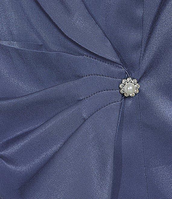 Alex Evenings 3/4 Sleeve Collar Neck Shimmer Satin Blouse Product Image