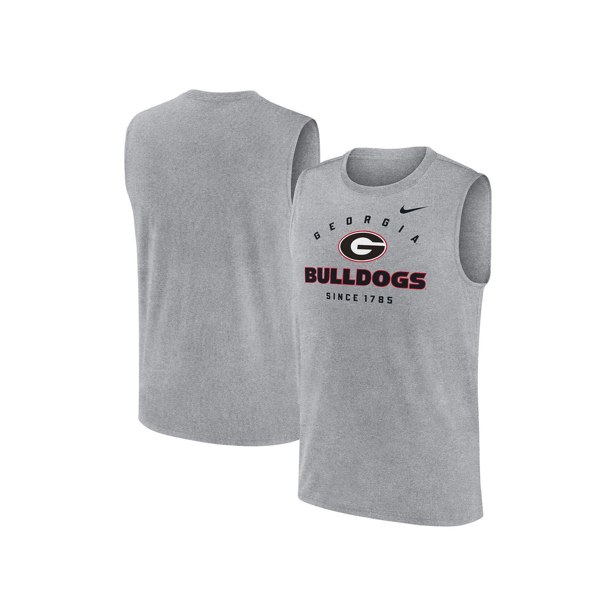 Men's Nike Heather Gray Georgia Bulldogs Primetime Legend Lock Up Performance Muscle Tank Top,  Product Image