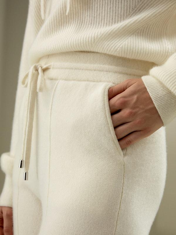 LILYSILK Cashmere Pant - for Women - White 100% Natural Cashmere - Breathable Regular Fit Pants S Product Image