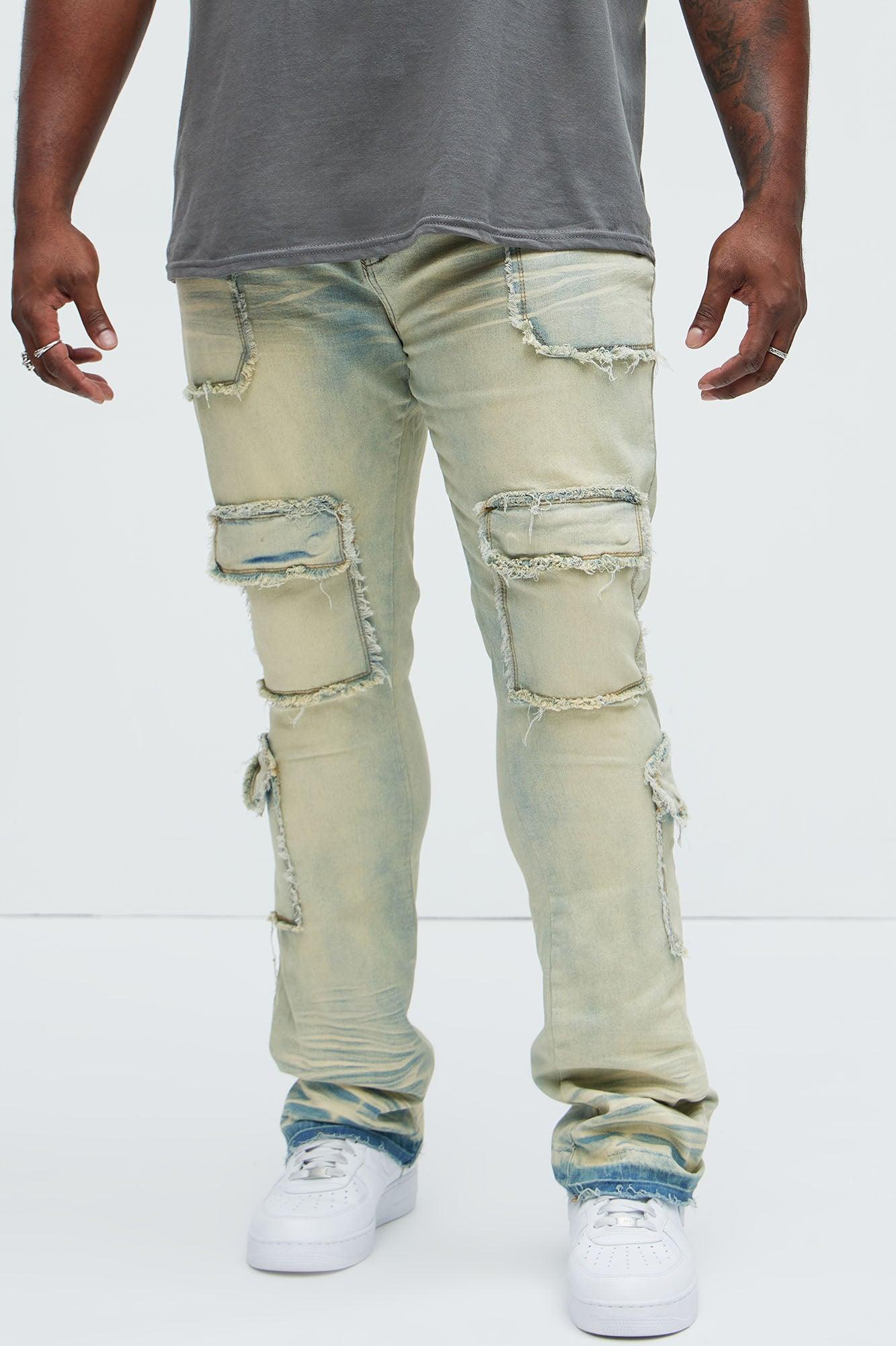 Can I Cargo Stacked Skinny Flare Jeans - Light Wash Product Image