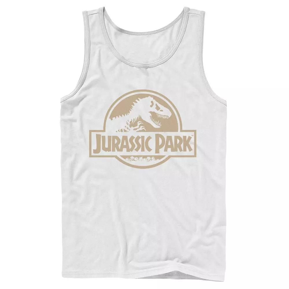 Men's Jurassic Park Beige Flat Movie Logo Tank Top,  Product Image