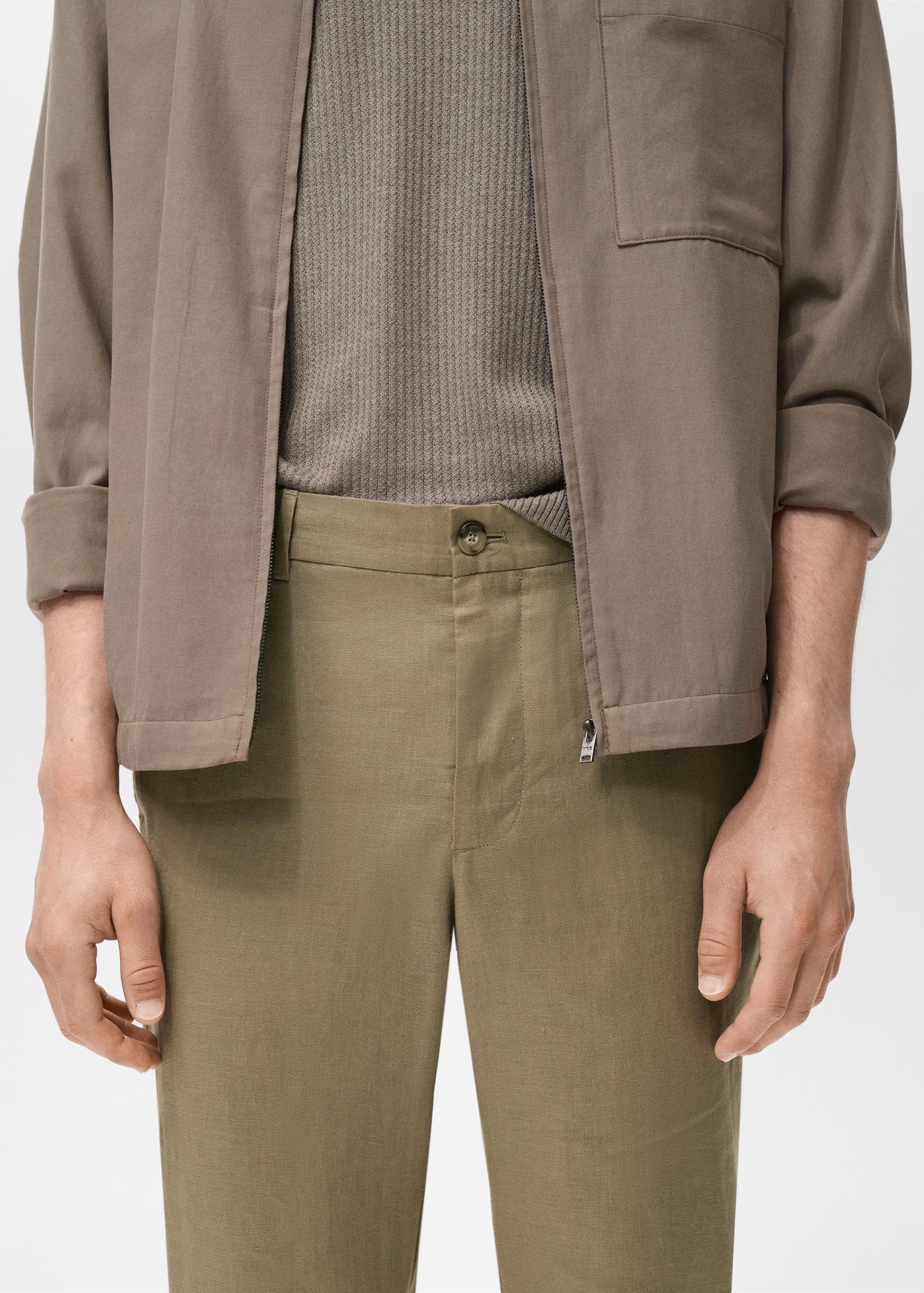 Slim-fit 100% linen pants - Men | MANGO USA Product Image