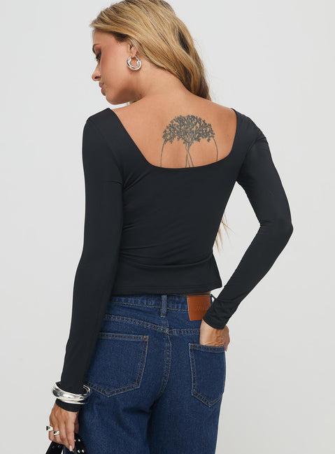Rehna Long Sleeve Top Black Product Image