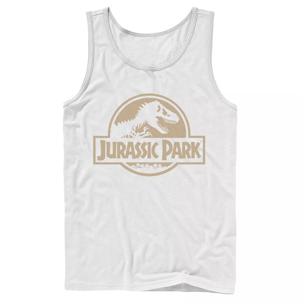 Men's Jurassic Park Beige Flat Movie Logo Tank Top,  Product Image