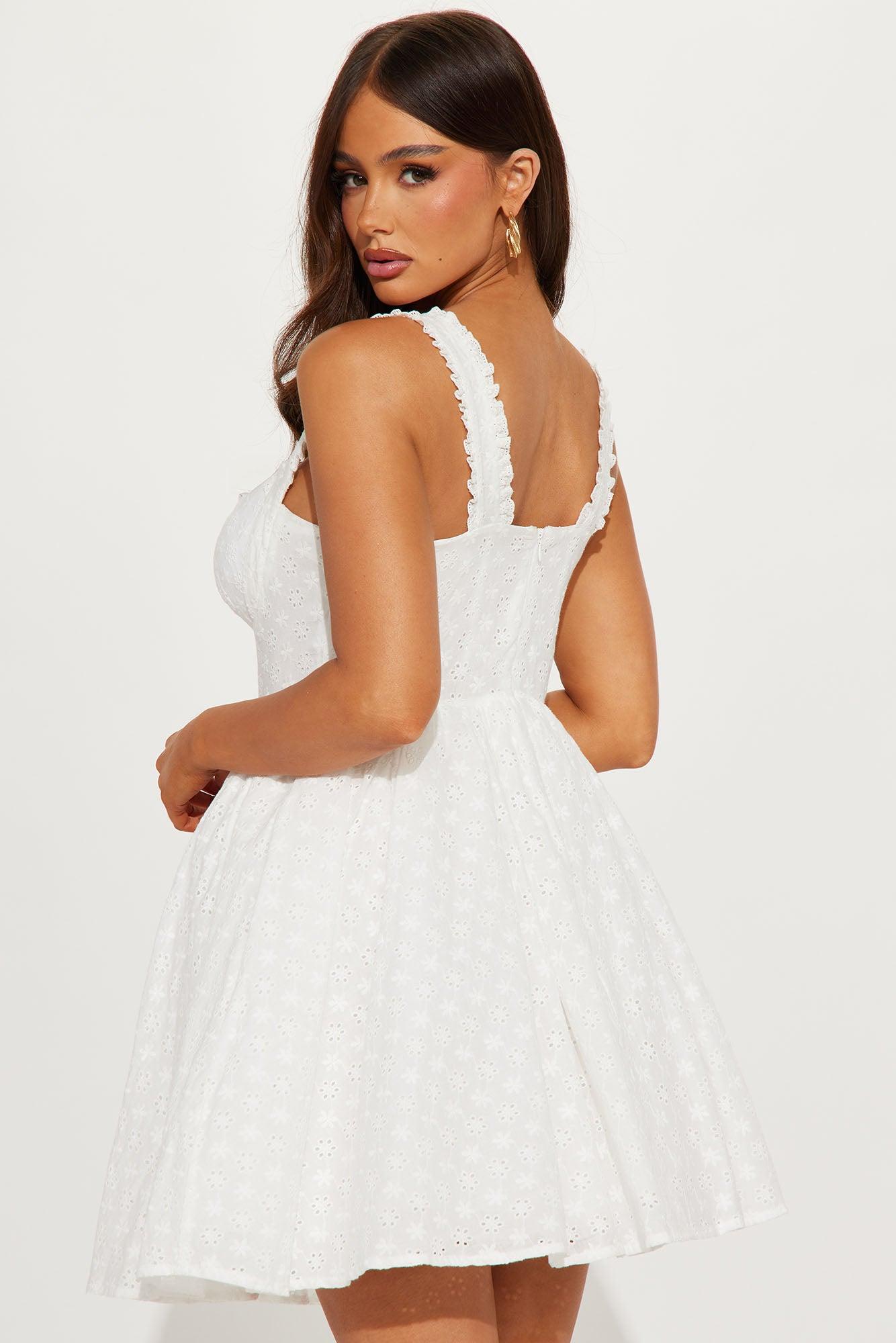 Cleo Eyelet Corset Mini Dress - White Product Image