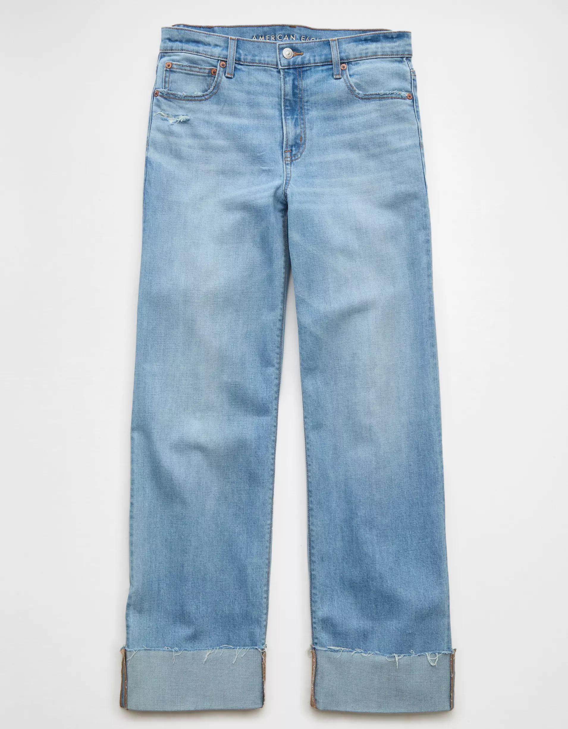 AE Stretch High-Waisted Stovepipe Cuffed Jean Product Image