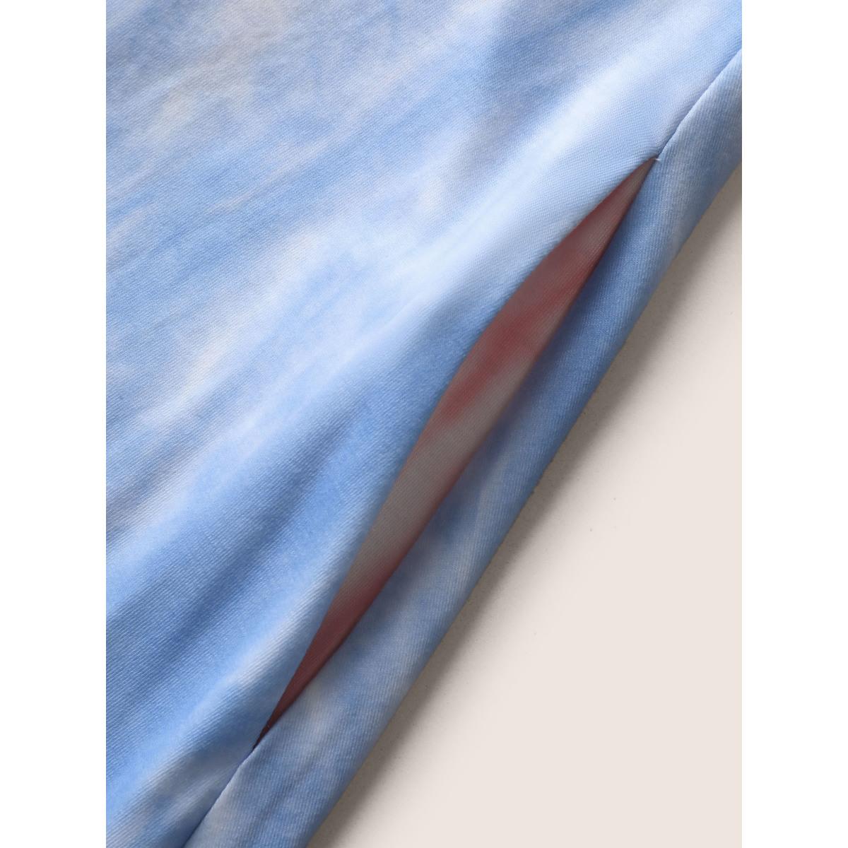 Plus Size Tie Dye Round Neck Drawstring Pleated Dress MistyRose Women Casual Drawstring Round Neck Sleeveless Curvy BloomChic 14-16/1X Product Image