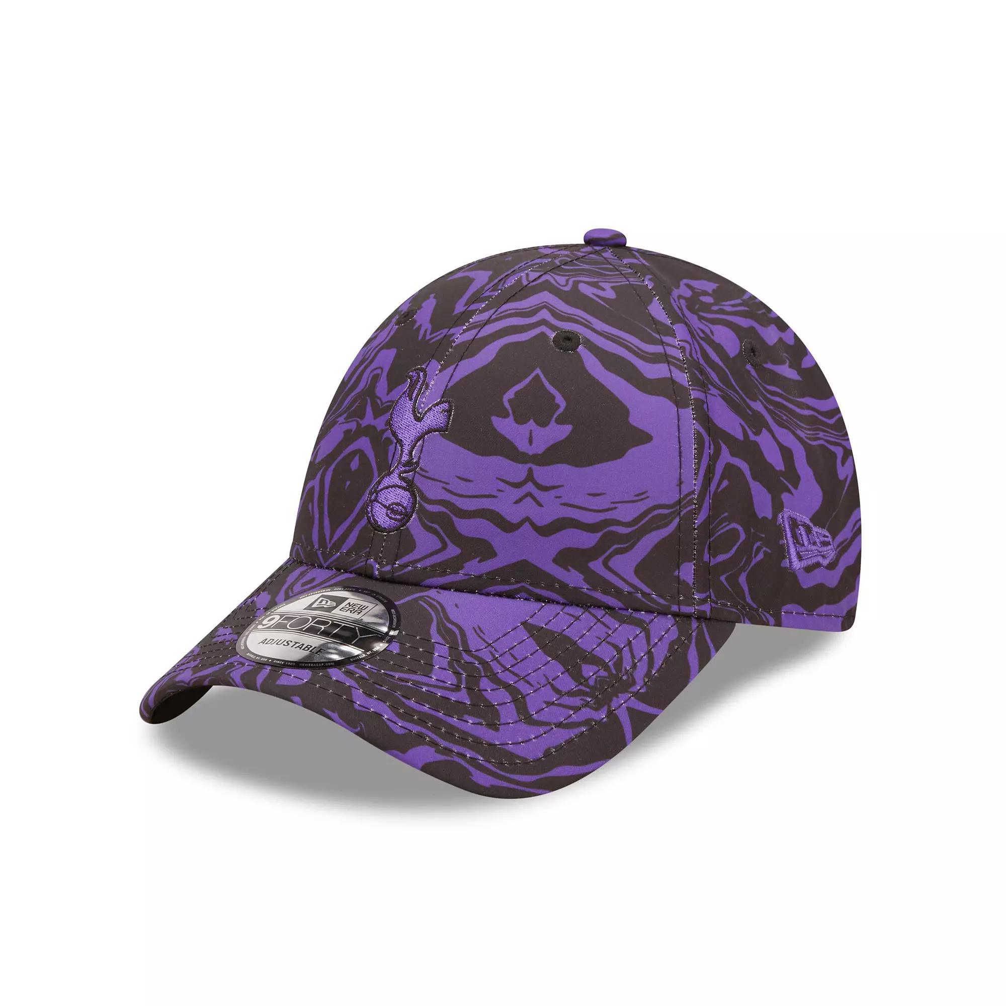 Men's New Era Black/Purple Tottenham Hotspur Allover Print 9FORTY Adjustable Hat, Tot Black Product Image