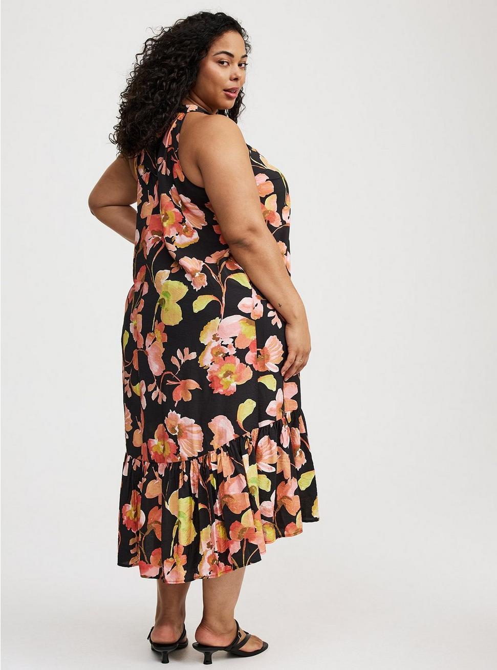 Midi High-Neck Tie-Back Dress Product Image