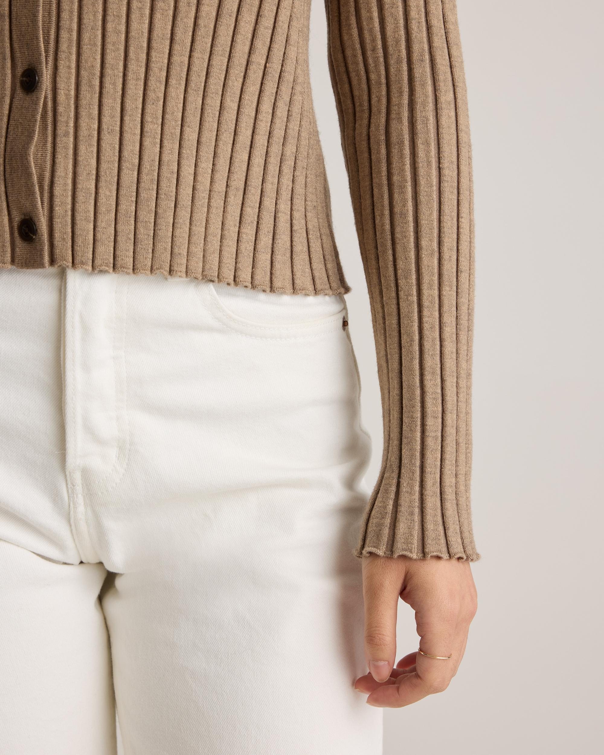 Quince | Women's Eco-Knit Cropped Rib Cardigan Sweater Product Image