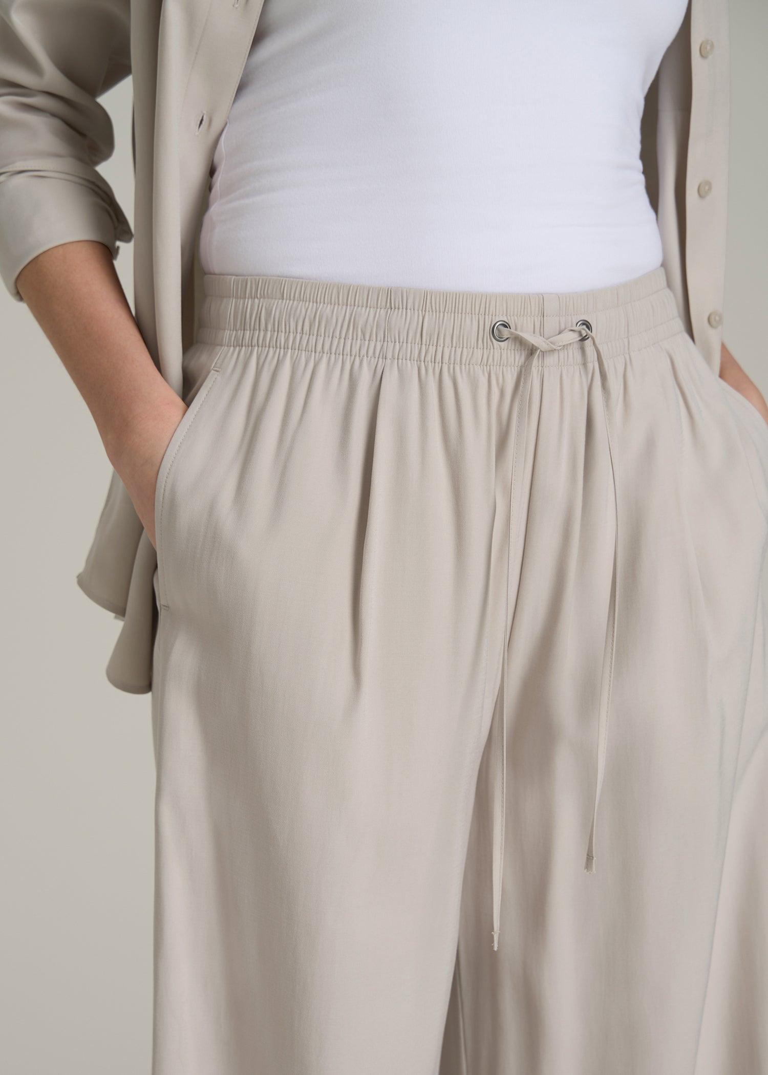 Relaxed Pull-On Pants for Tall Women in Stone Female Product Image