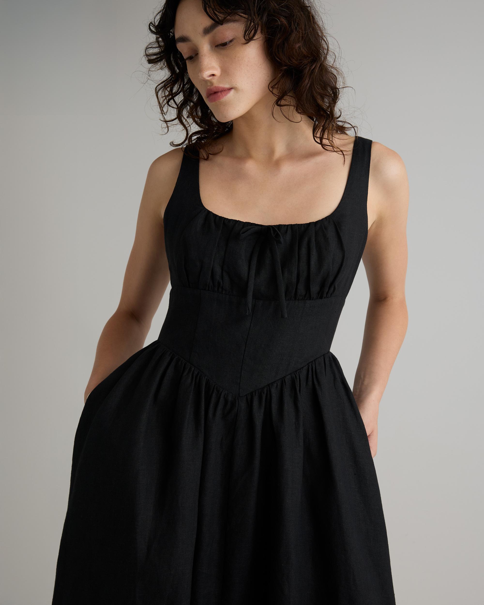 Quince | Women's 100% European Linen Corset Midi Dress Product Image
