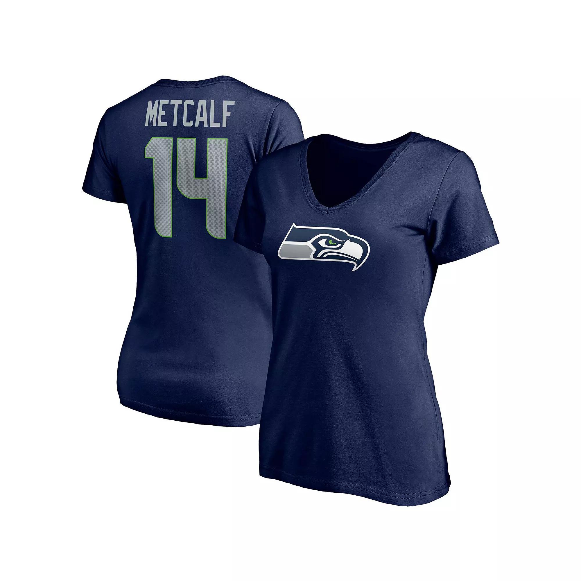 Women's Fanatics Branded DK Metcalf College Navy Seattle Seahawks Player Icon Name & Number V-Neck T-Shirt, Size: XL, Blue Product Image