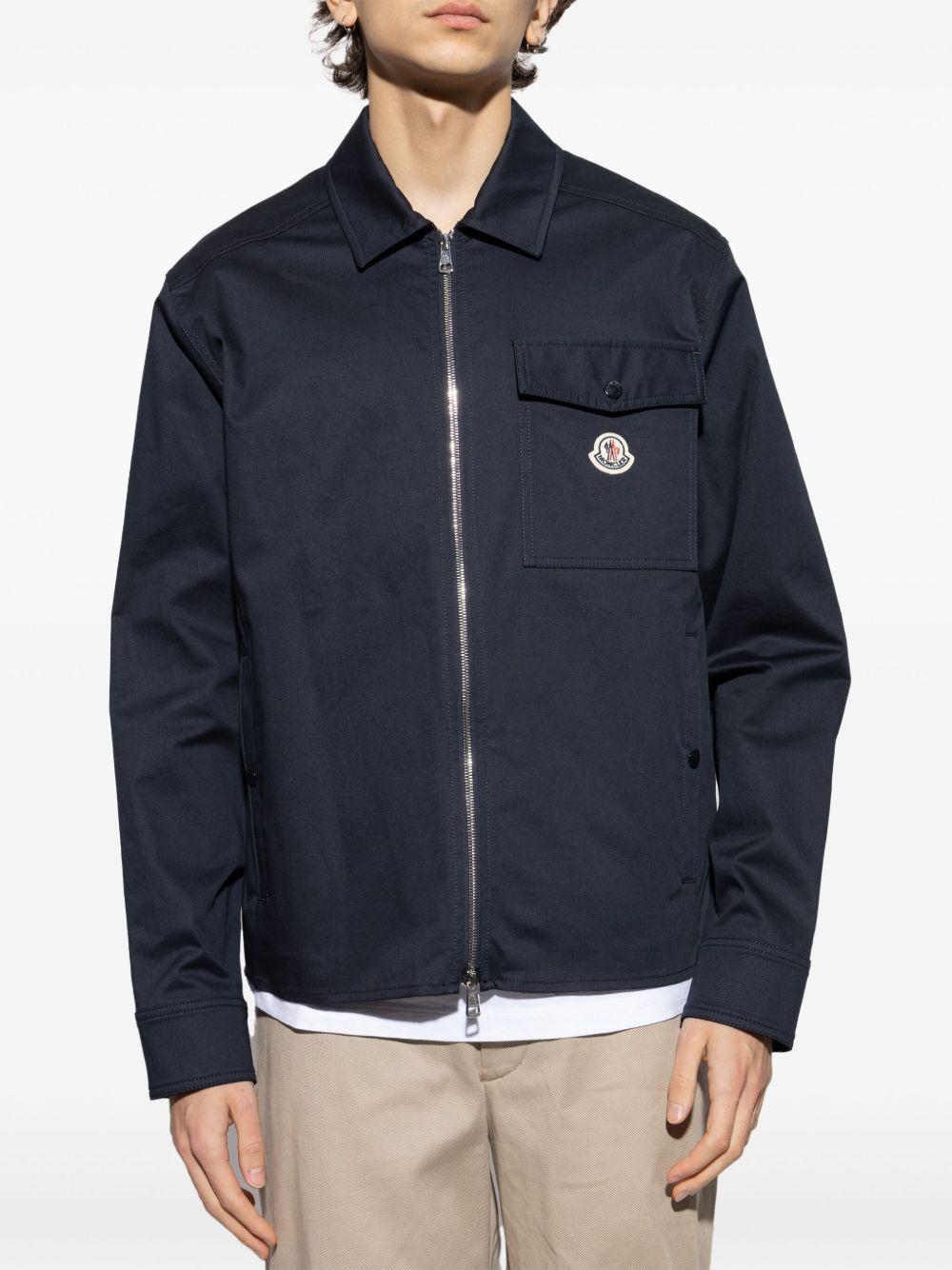MONCLER Cotton Stretch Garbardine Zip-up Shirt Jacket In Navy Product Image