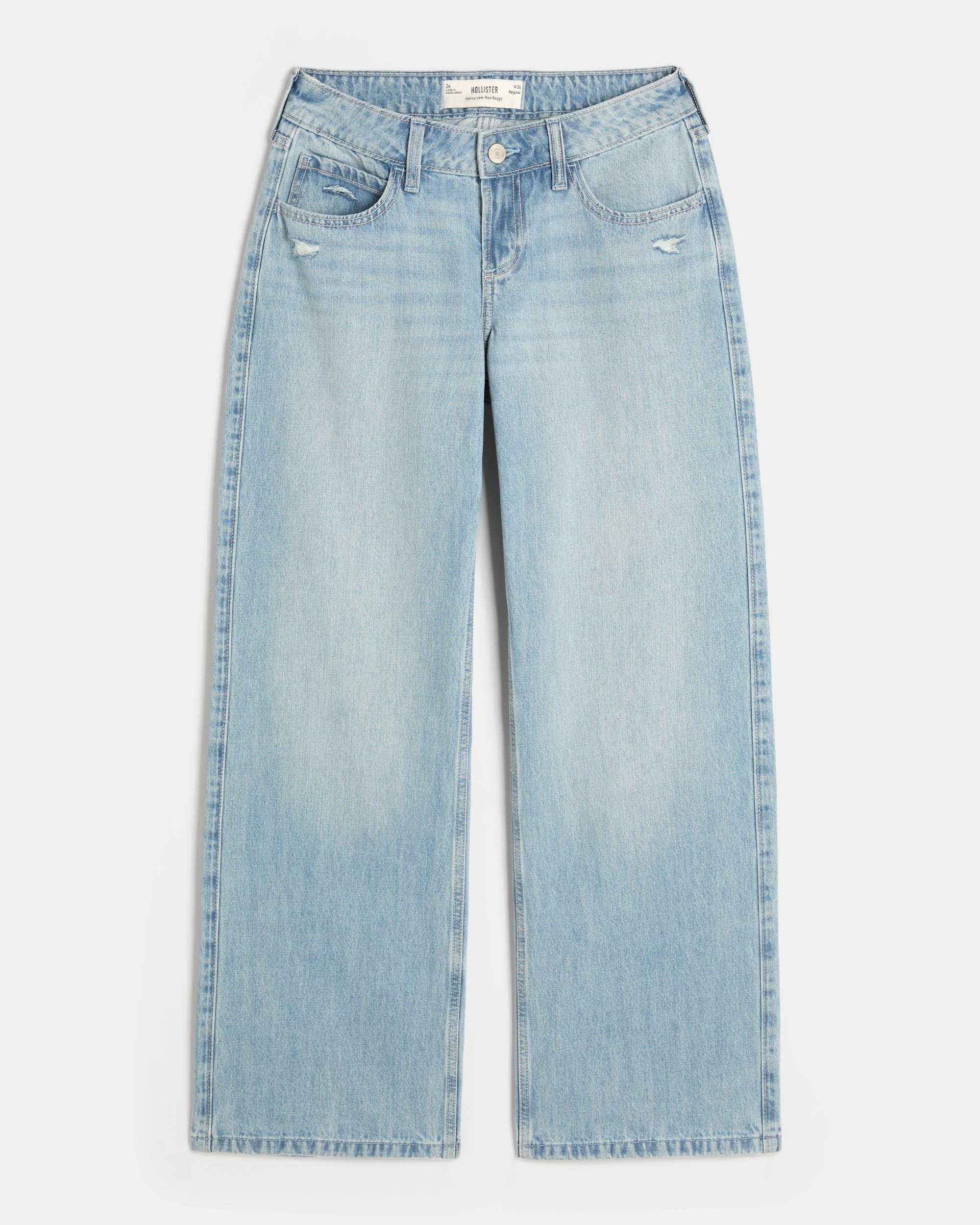 Curvy Low-Rise Distressed Baggy Jeans Product Image