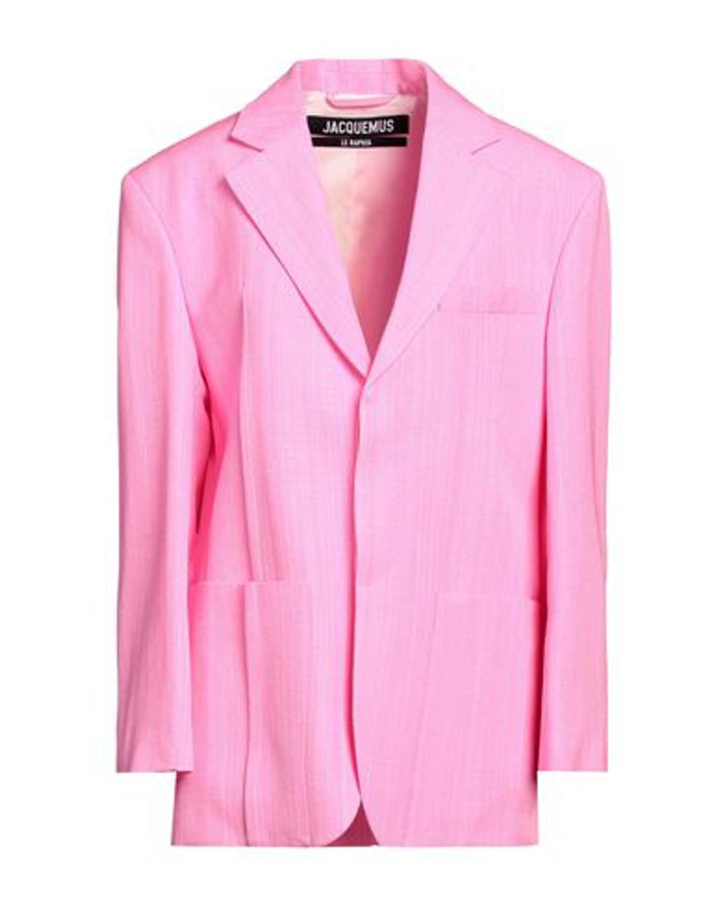 JACQUEMUS Oversized Single-breasted Blazer In Pink Linen Product Image
