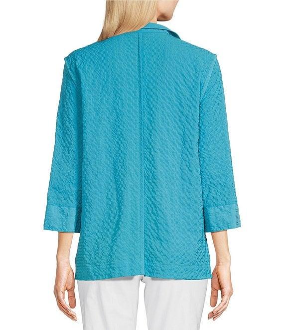 Ali Miles Textured Wire Collar 3/4 Sleeve Button Front Tunic Product Image