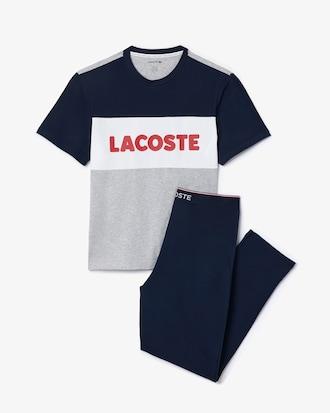 Long Colour-Block Cotton Pyjama Set Product Image