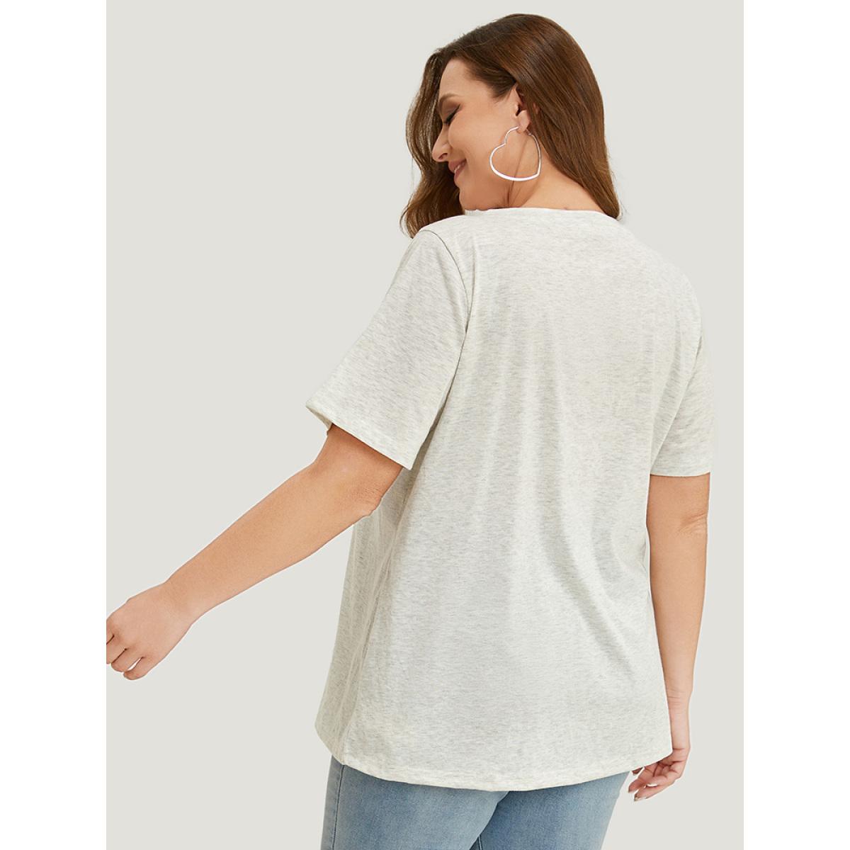 Plus Size Cactus & Letter Print Short Sleeve Graphic Tee LightGray Women Casual Western Dailywear T-shirts BloomChic 28/5X Product Image