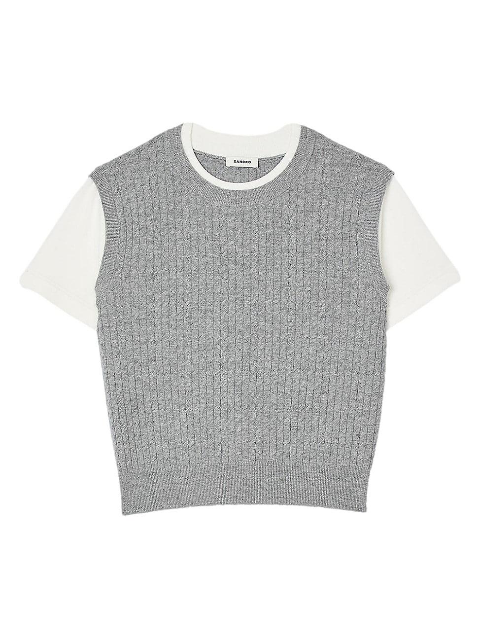 Womens Dual-Material Knit Jumper Product Image