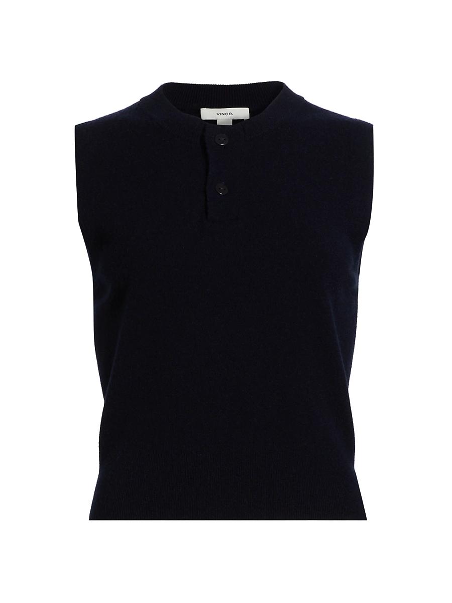 Womens Henley Wool-Cashmere Sleeveless Top Product Image